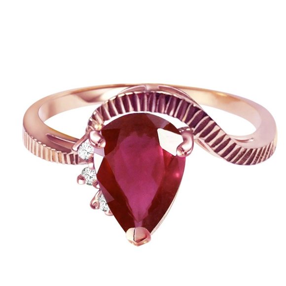 1.52 Carat 14K Rose Gold Azur Ruby Diamond Ring - Picture 1 of 2